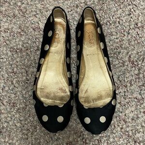 J. Crew satin Women's Black and white Polka Dot Flats